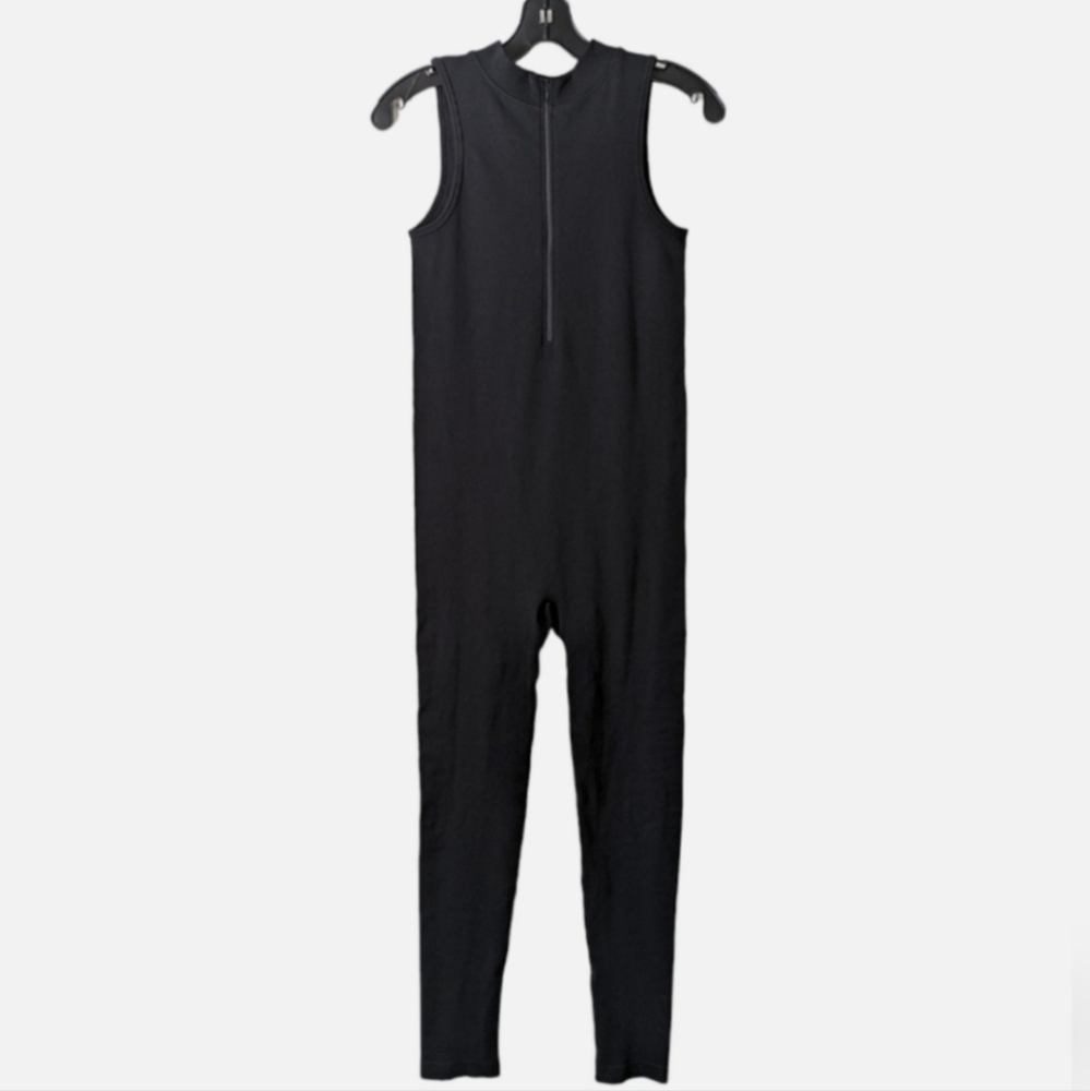 ANWND Zip Front Mock Neck Bodysuit Catsuit Full Length Black Small Medium NWT